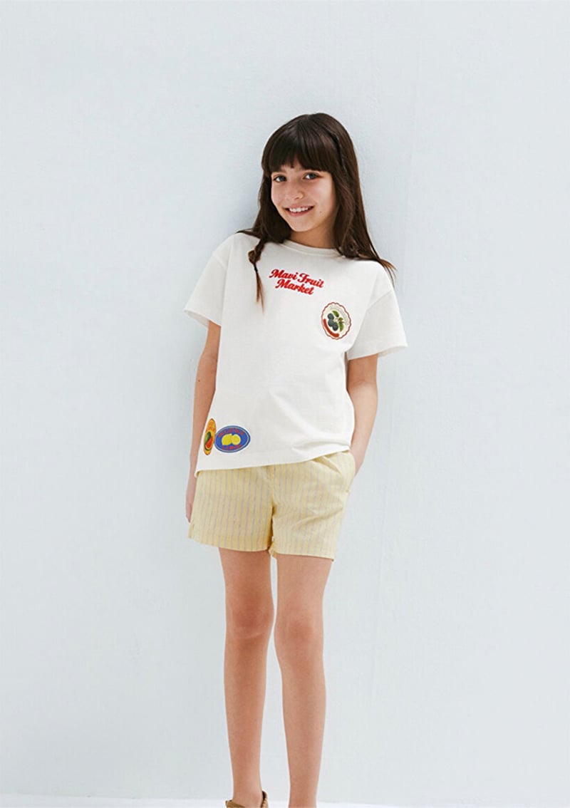M7610435-70057 Kız Çocuk Baskılı T-Shirt