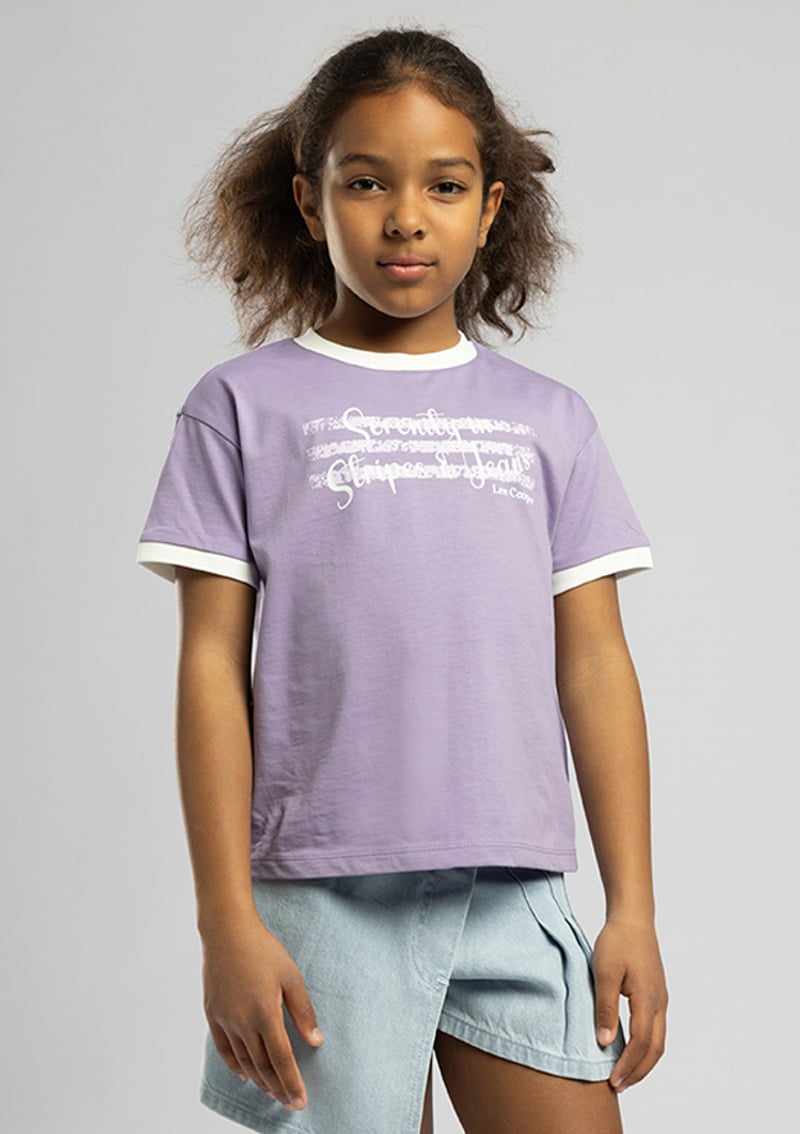262 Lcg 242008 Kız Çocuk Mor O Yaka T-shirt