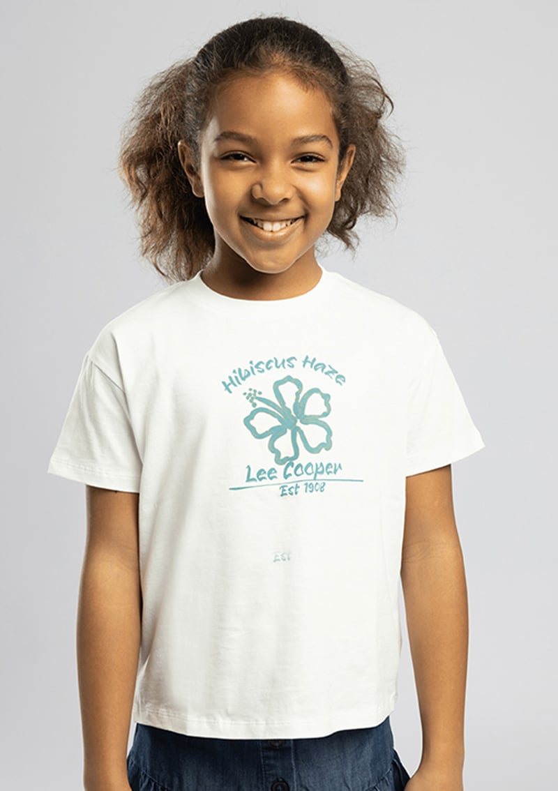 262 Lcg 242007 Kız Çocuk Beyaz O Yaka T-shirt