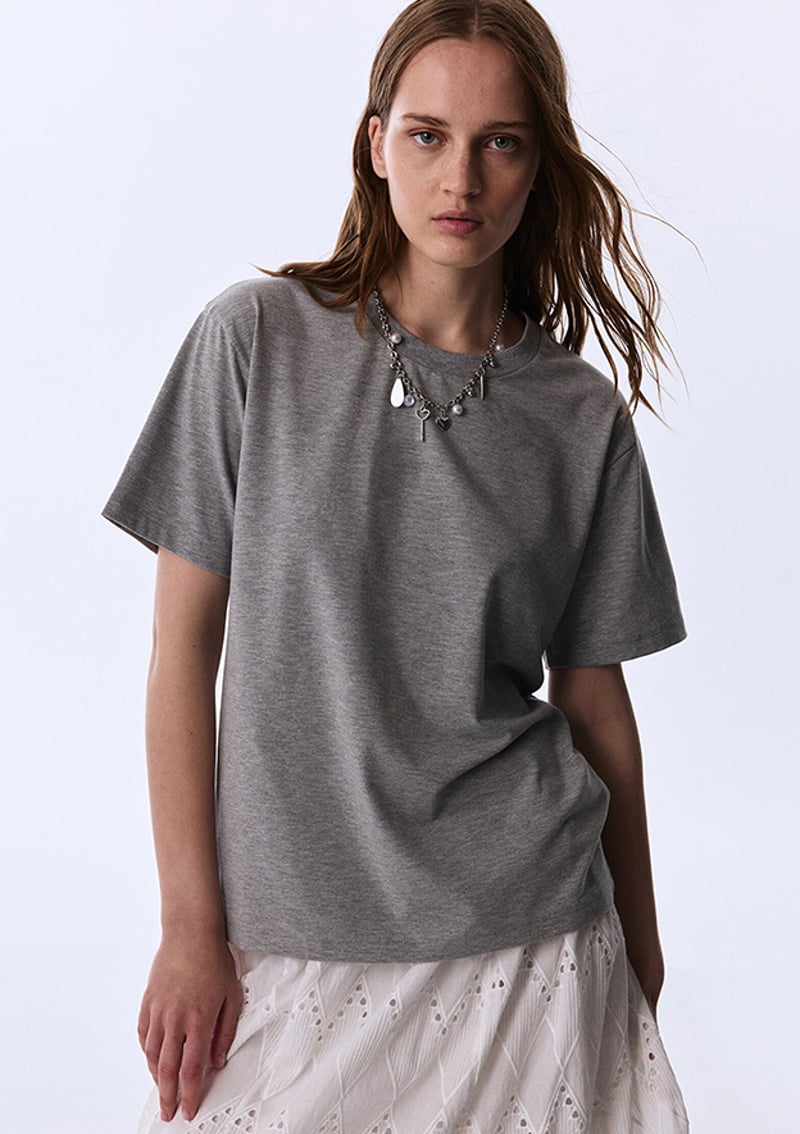Ts1260070339 Kadın Gri Kısa Kol T-shirt