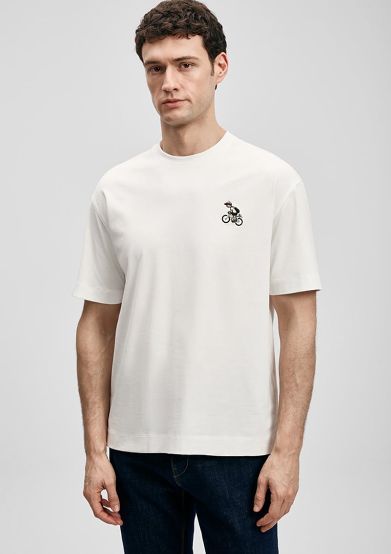 111020283 Erkek Beyaz Baskılı T-shirt