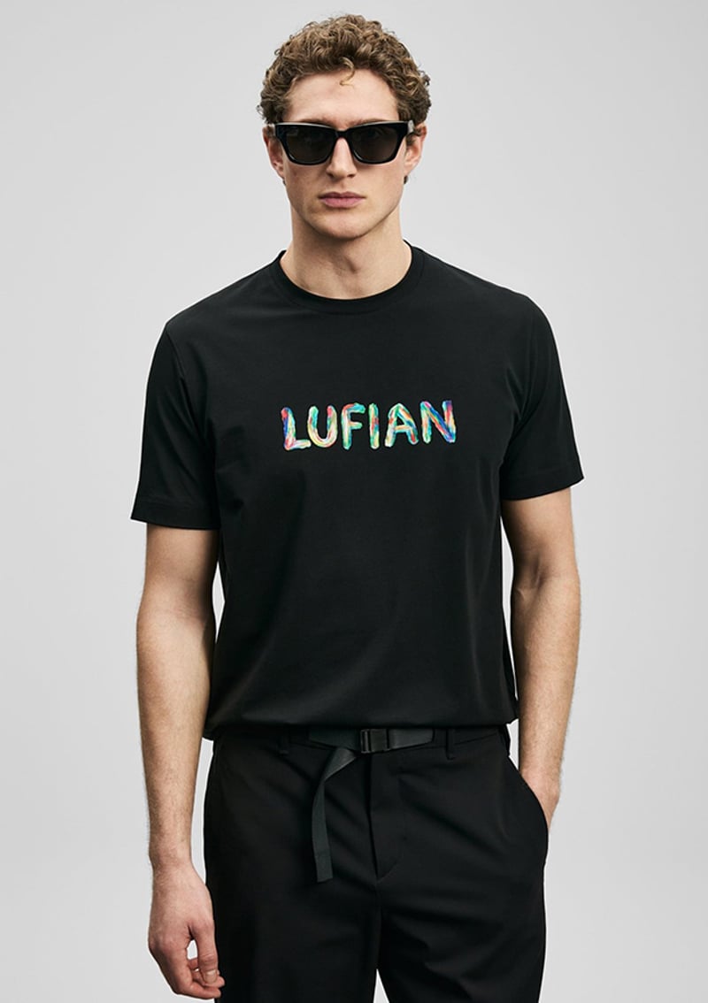 111020317 Erkek Siyah Baskılı T-shirt