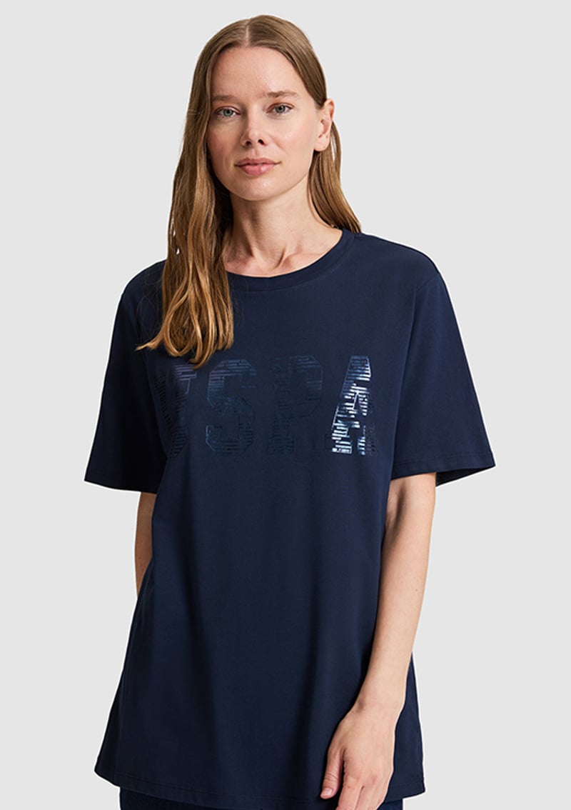 T117216352.Pu-8788 Kadın Lacivert Basic T-shirt