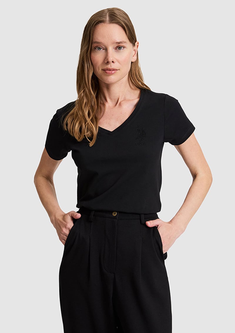 T117216150.Pu-8808 Kadın Siyah Basic T-shirt