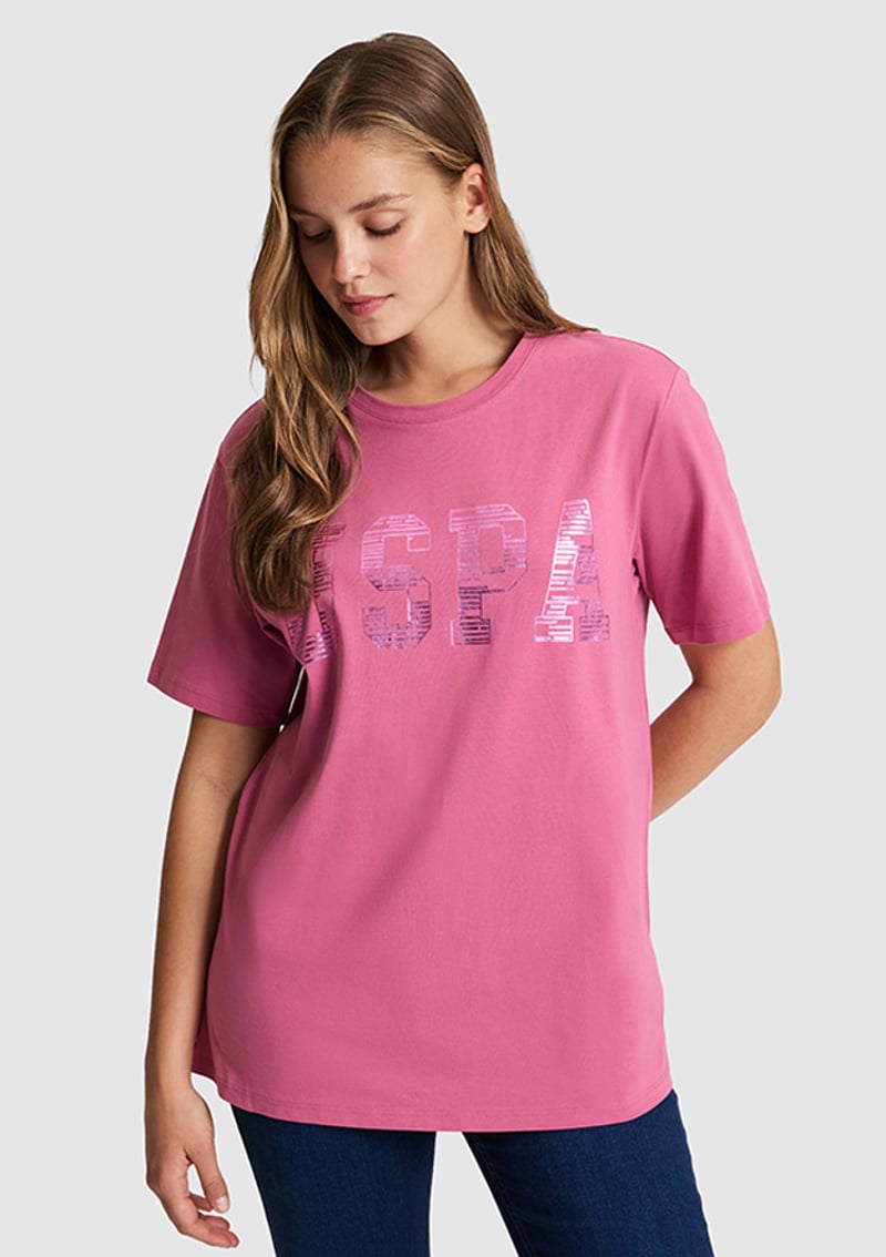 T117216340.Pu-8788 Kadın Pembe Basic T-shirt