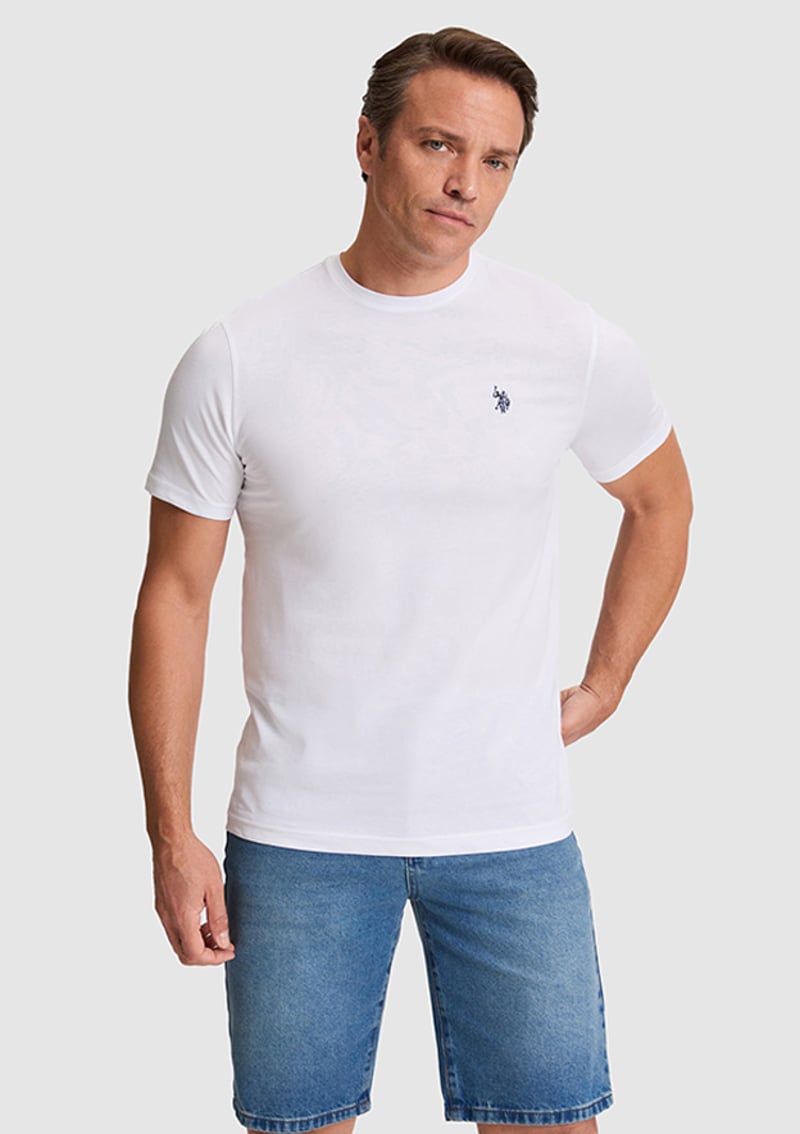 T117216491.Pu-8732 Erkek Beyaz Basic T-shirt