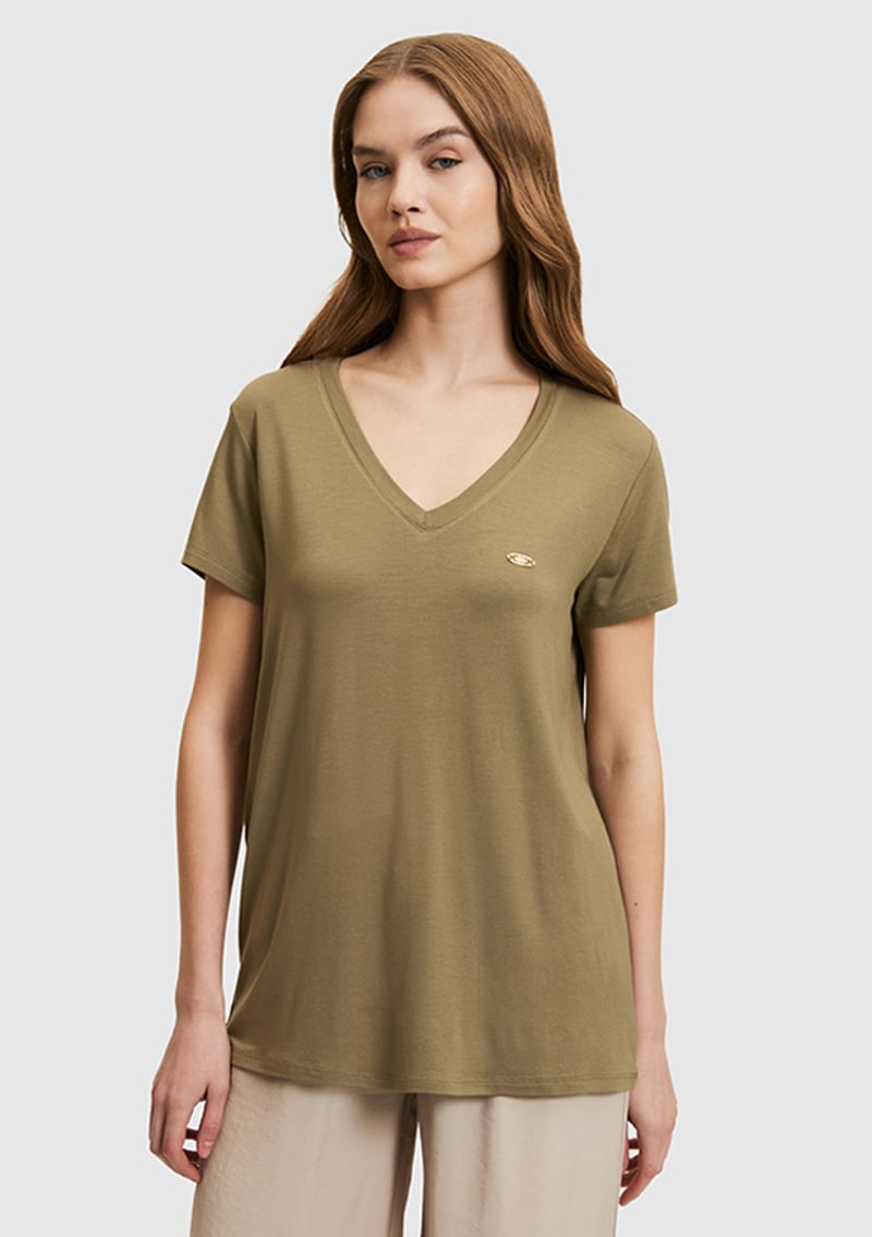 T117218689.Pu-8789 Kadın Yeşil Basic T-shirt