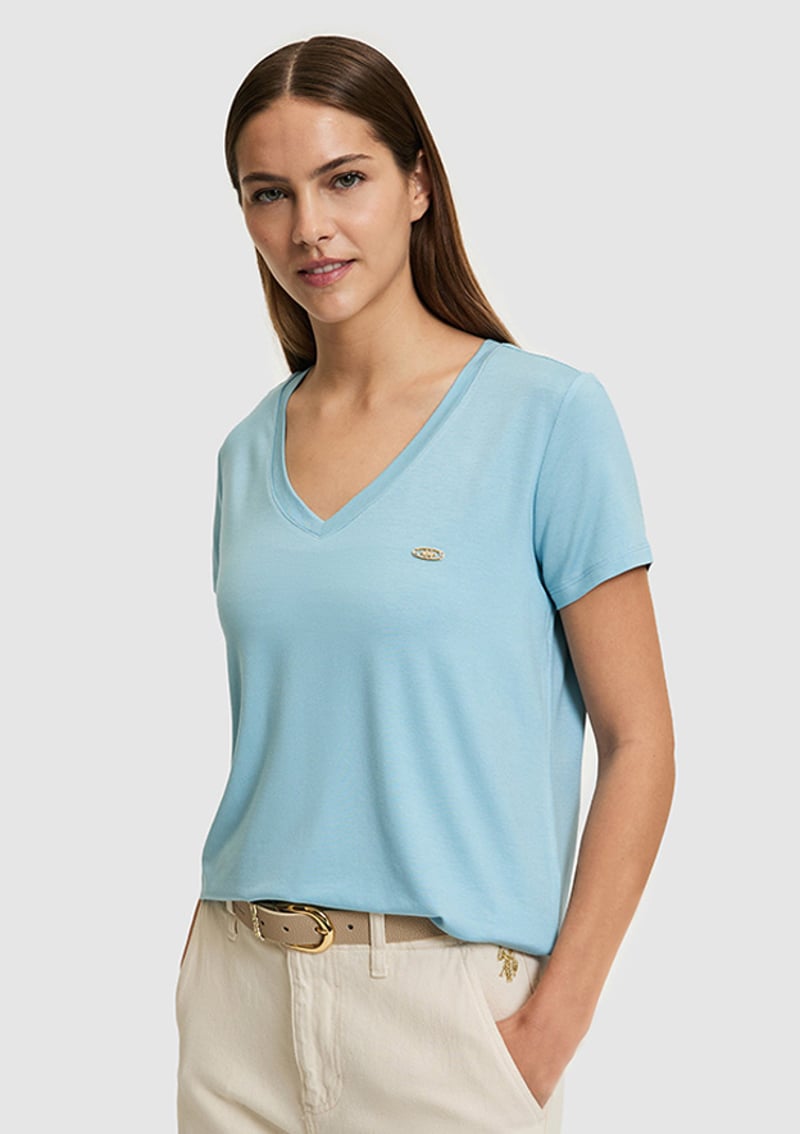 T117218710.Pu-8789 Kadın Mavi Basic T-shirt