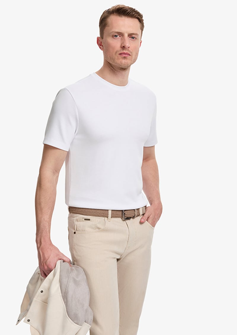 T117239999.Pu-8898 Erkek Beyaz Basic T-shirt