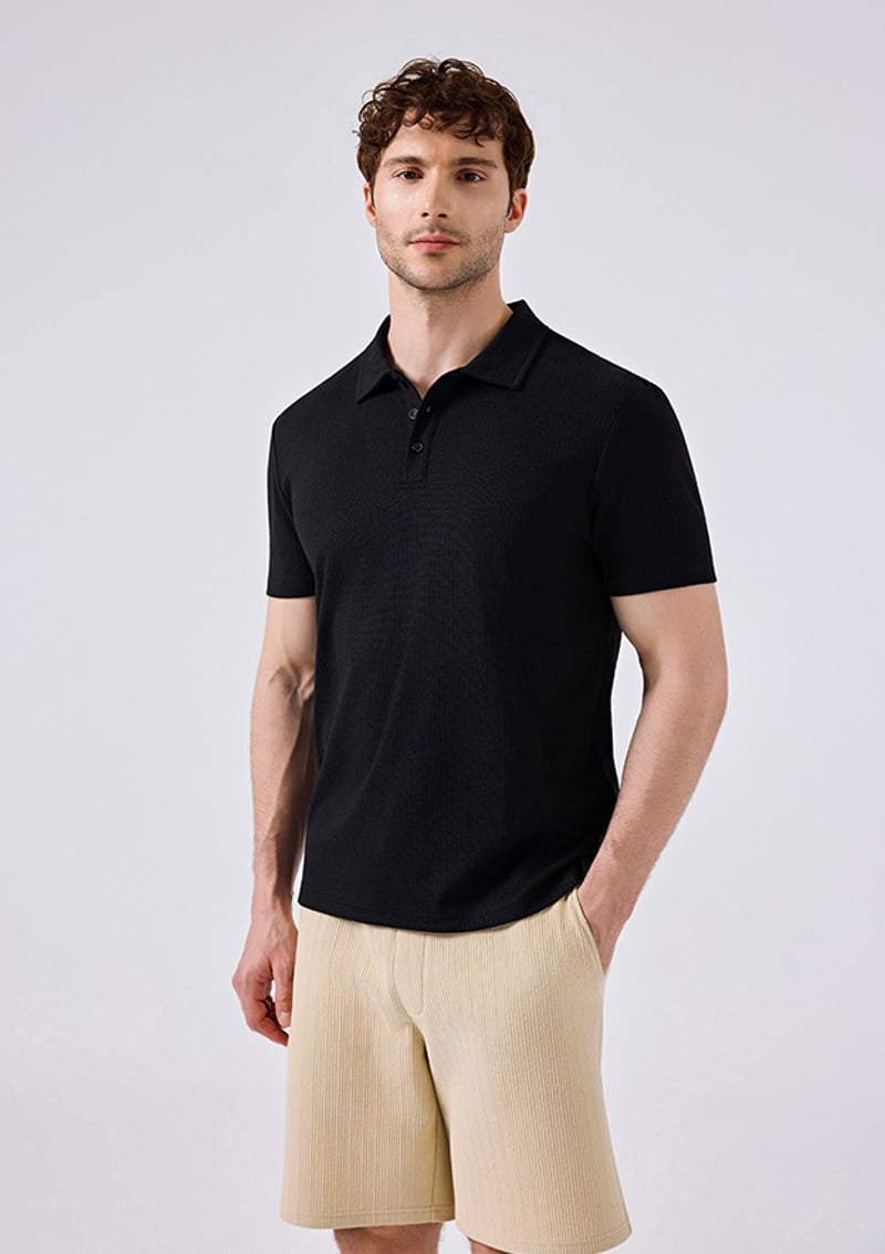 6Sm5003 Erkek Siyah Polo Yaka T-shirt