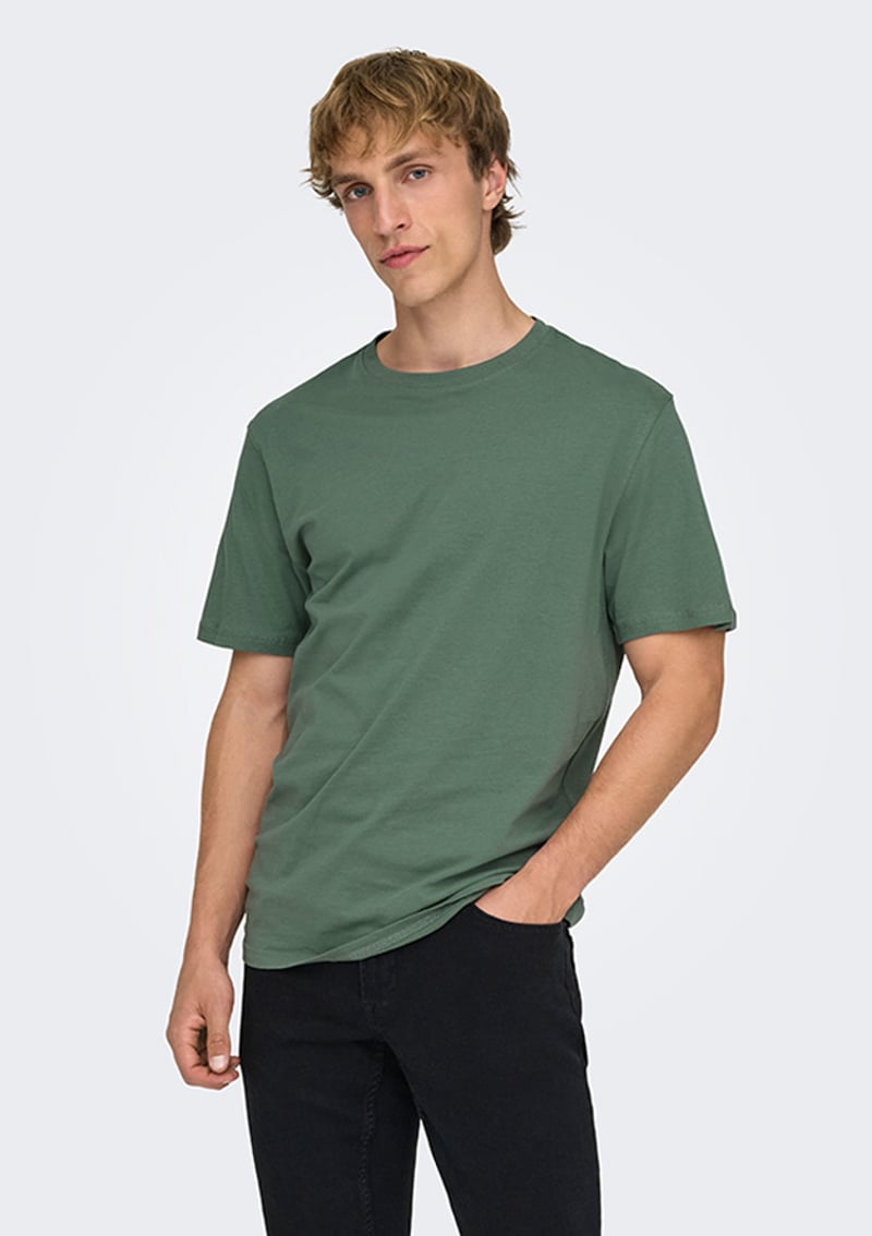 22025208 Erkek Yeşil Bisiklet Yaka T-shirt