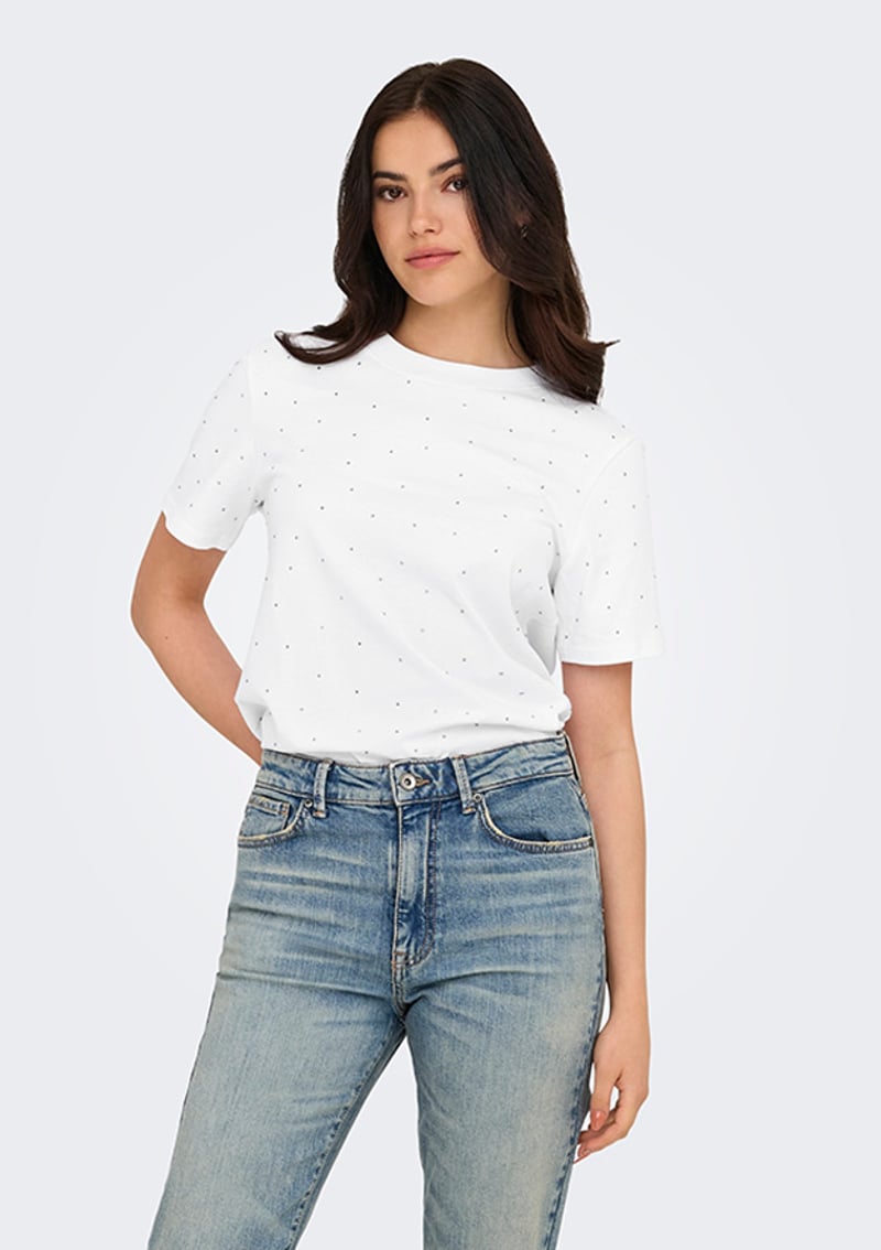 15340939 Kadın Beyaz Bisiklet Yaka T-shirt