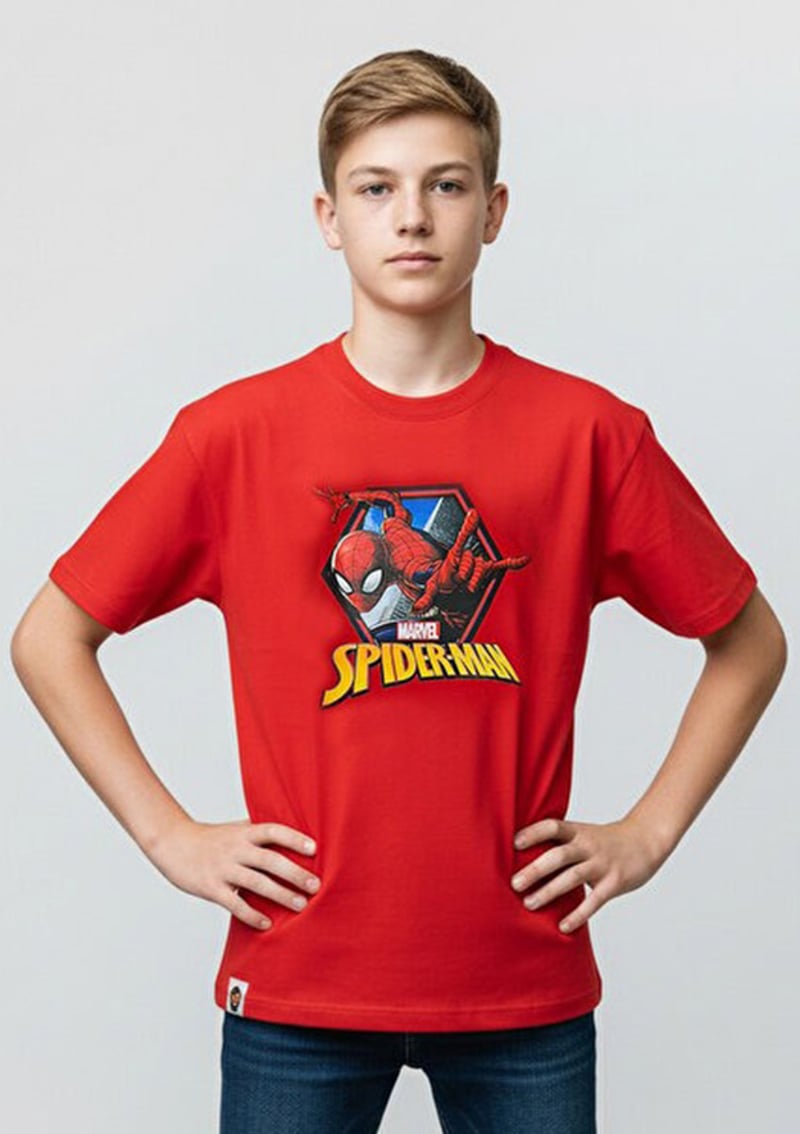 A10206607308010 Erkek Çocuk Kırmızı Baskılı T-shirt