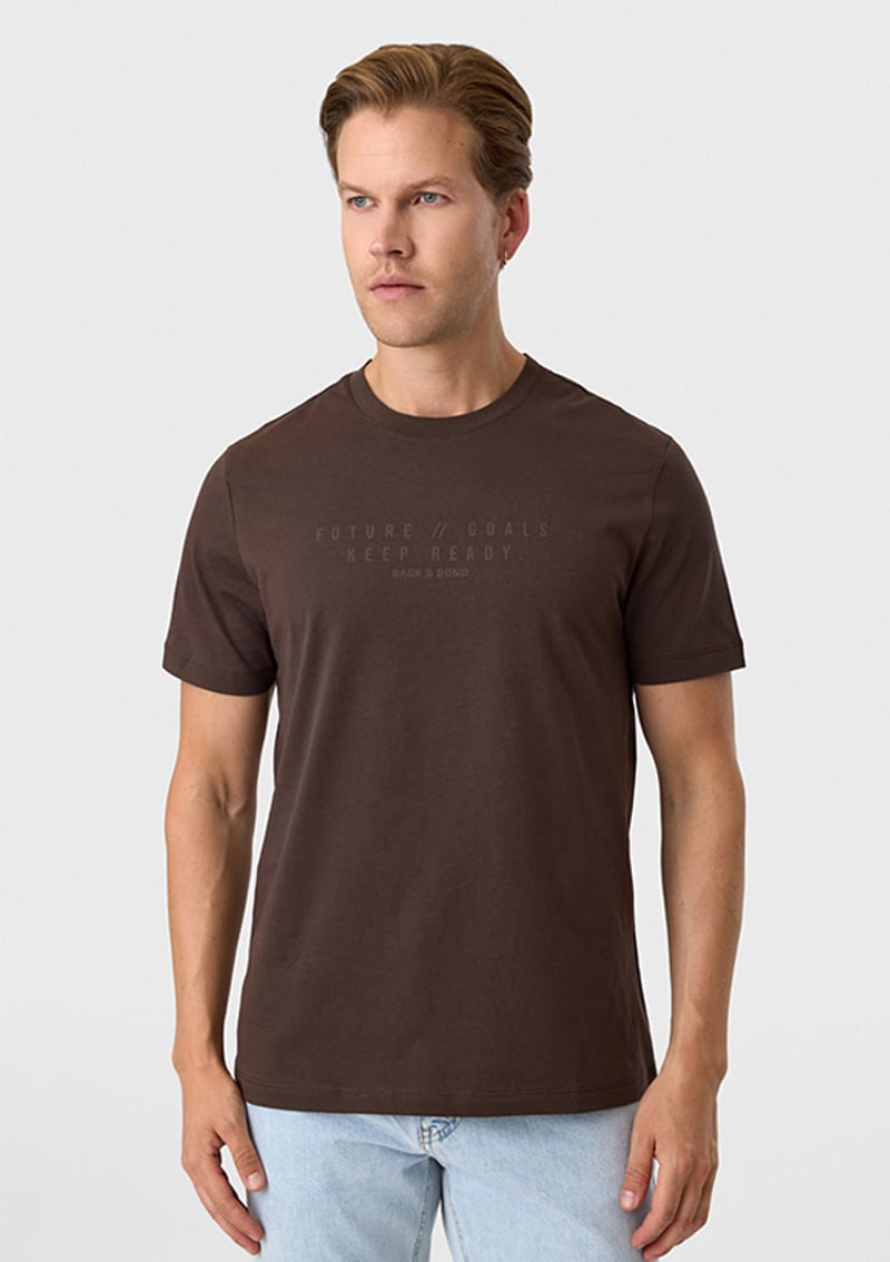 Bts1006900000 Erkek Kahverengi Bisiklet Yaka T-shirt