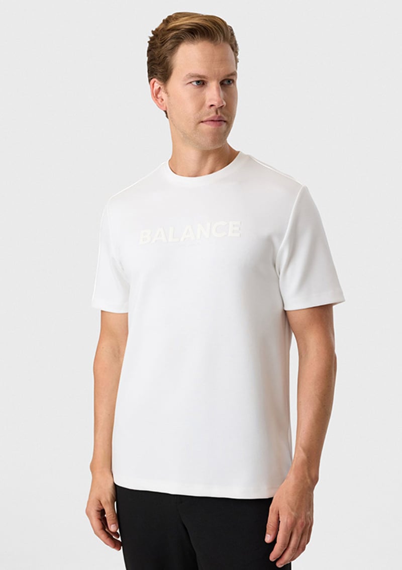 B35S10050 Erkek Beyaz Bisiklet Yaka T-shirt