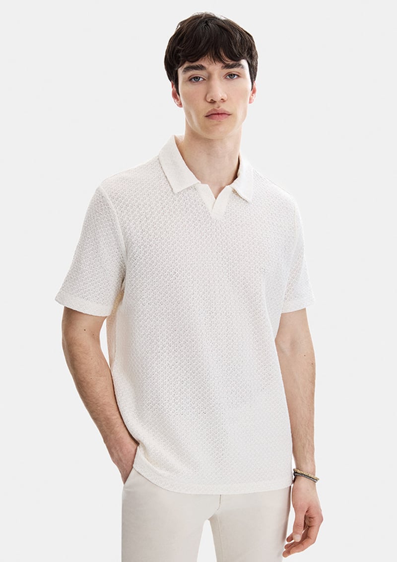 B35S10048 Erkek Bej Polo Yaka T-shirt