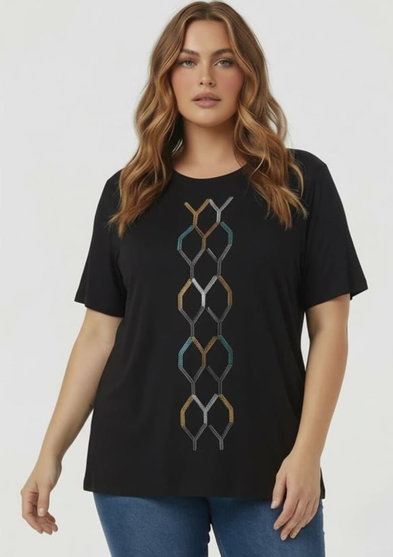 O6868 Kadın Siyah Basic T-shirt