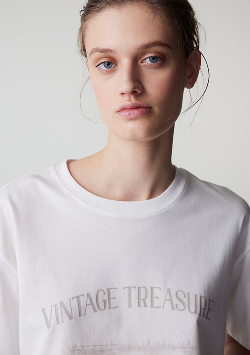 Is1260070108 Kadın Beyaz Bisiklet Yaka T-shirt