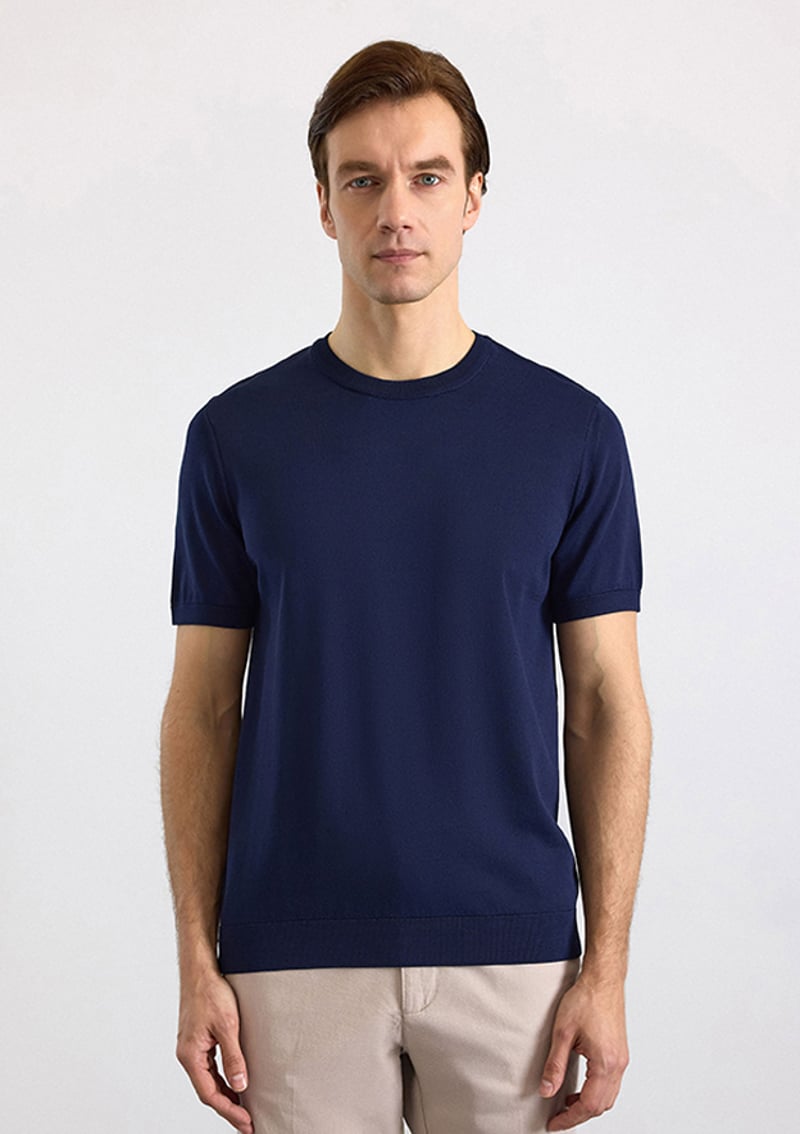 Str2013700003 Erkek Lacivert Triko T-shirt