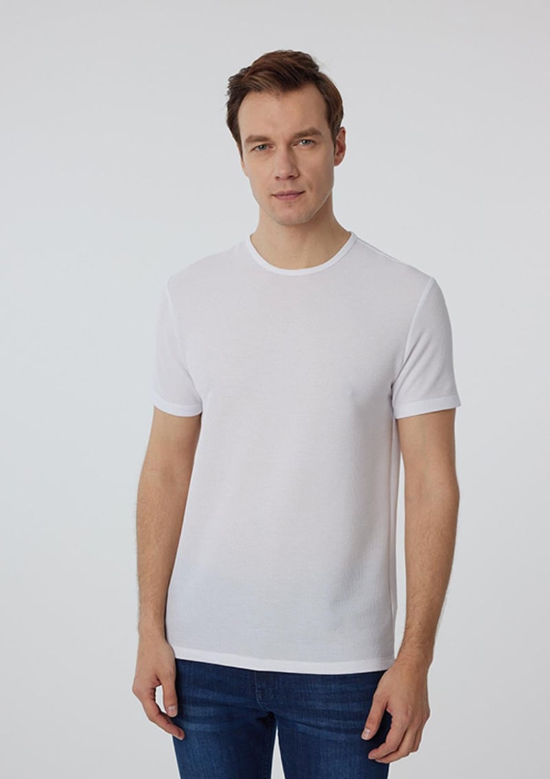 Sts1014000013 Erkek Beyaz O Yaka T-shirt