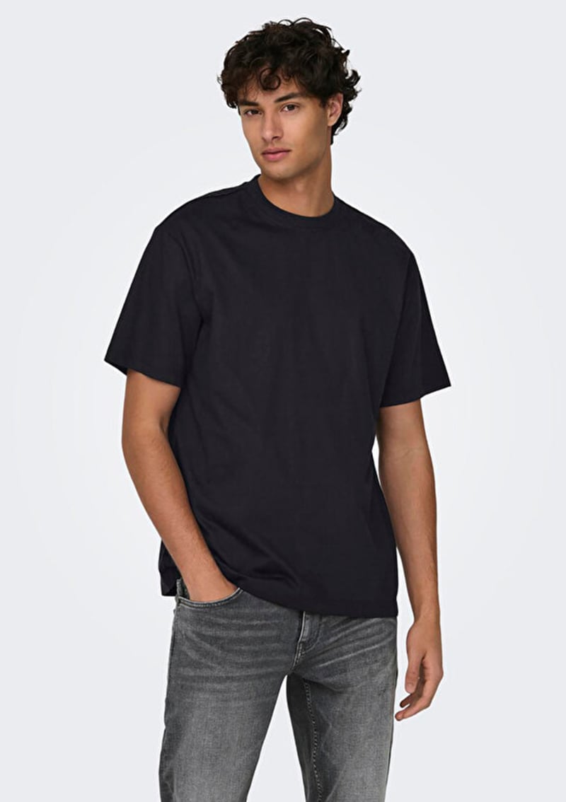 22022532 Erkek Siyah Bisiklet Yaka T-shirt