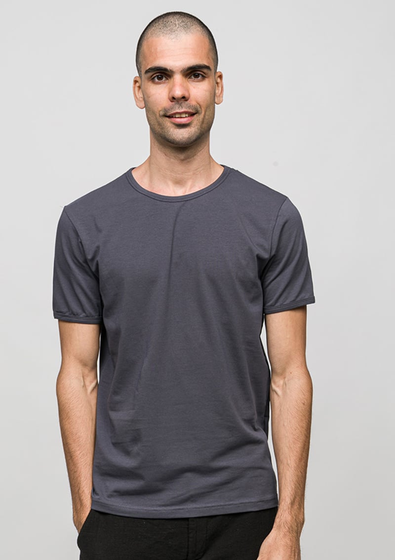 Joe46180 Erkek Antrasit Bisiklet Yaka T-shirt