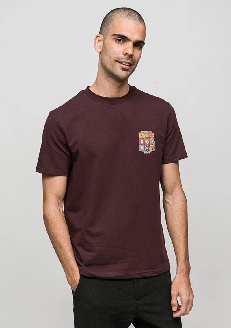 Joe44935 Erkek Bordo Bisiklet Yaka T-shirt