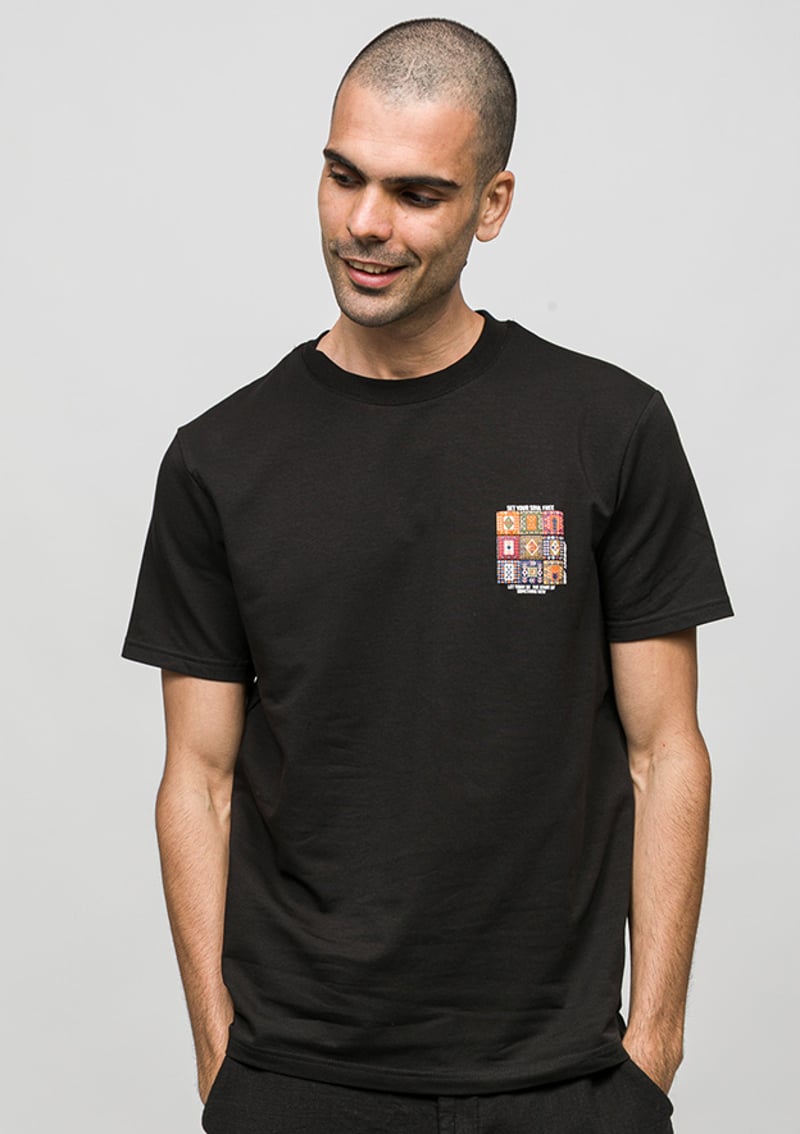 Joe44935 Erkek Siyah Bisiklet Yaka T-shirt