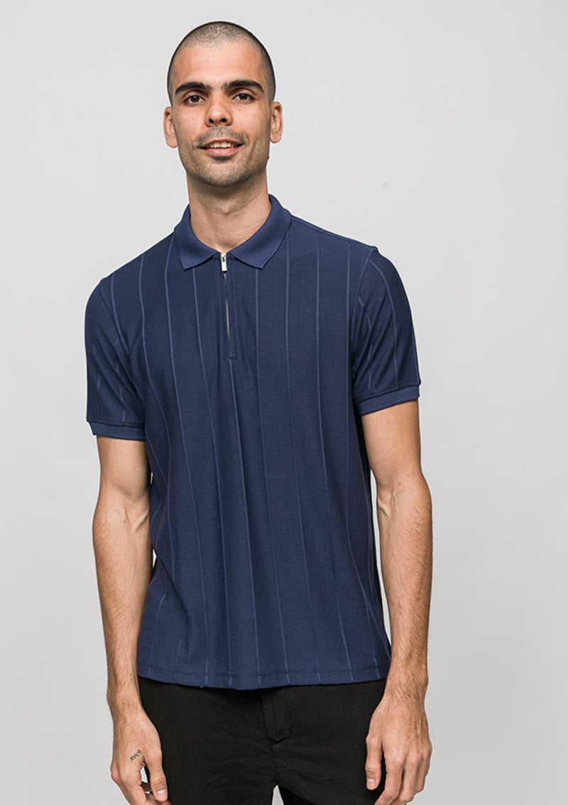 Joe42380 Erkek Lacivert Polo Yaka T-shirt