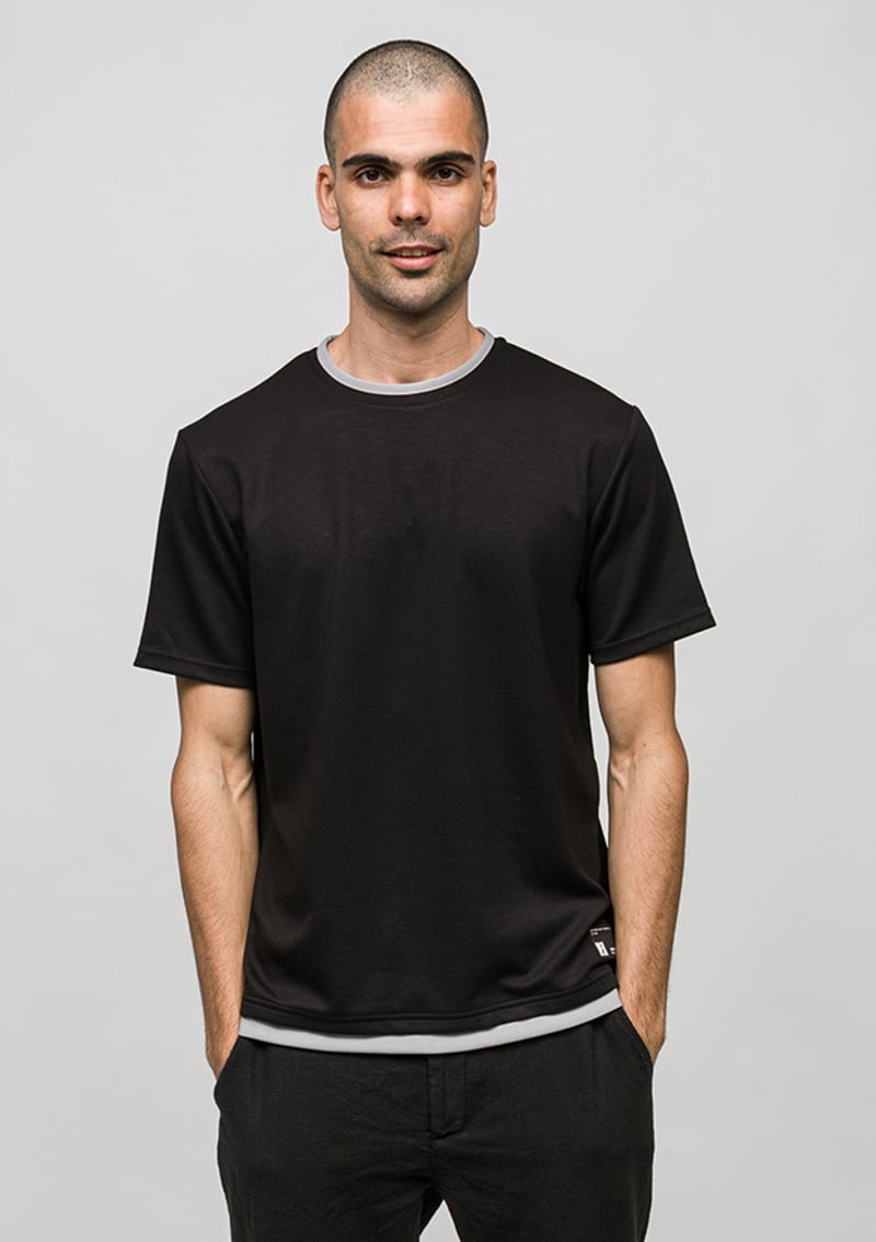 Joe40030 Erkek Siyah Bisiklet Yaka T-shirt