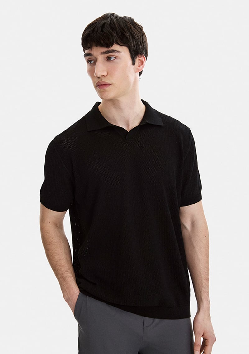 B35S40030 Erkek Siyah Triko T-shirt