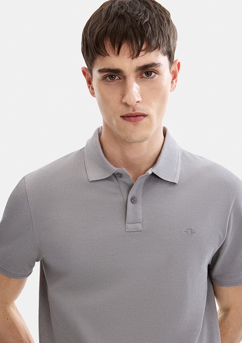 B35S10042 Erkek Gri Polo Yaka T-shirt