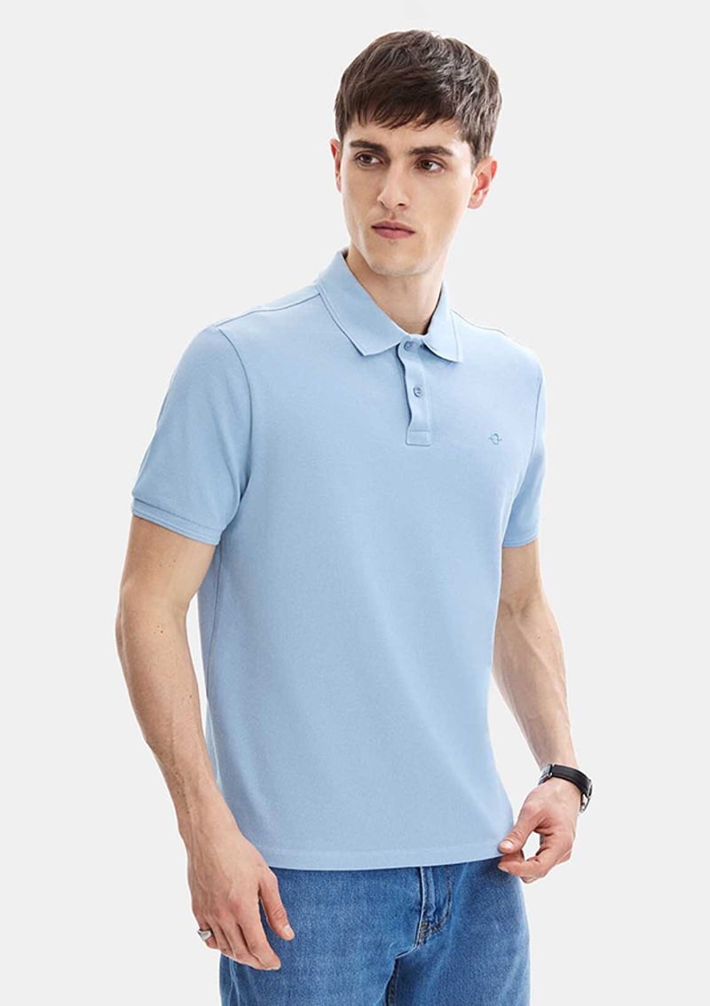 B35S10042 Erkek Mavi Polo Yaka T-shirt