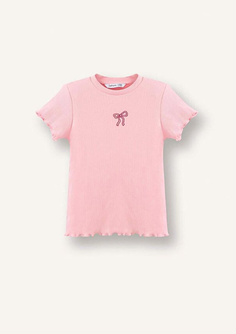 B7544A5Dfb Kız Bebek Pembe Kısa Kol T-shirt