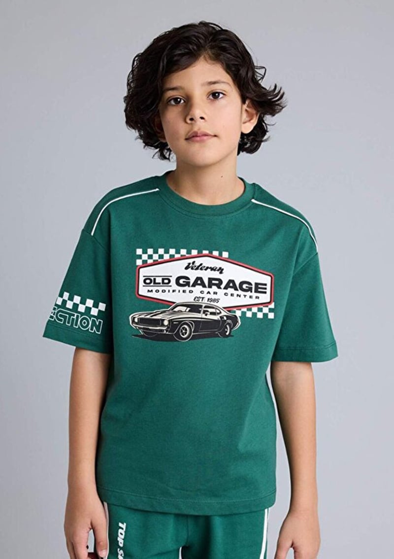 H0979A8Dfa Erkek Çocuk Yeşil Kısa Kol T-shirt