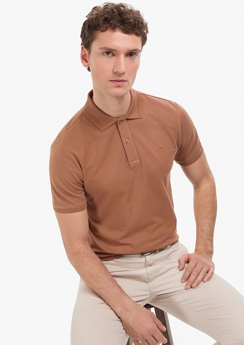 T117186385.Pu-8962 Erkek Kahverengi Basic T-shirt