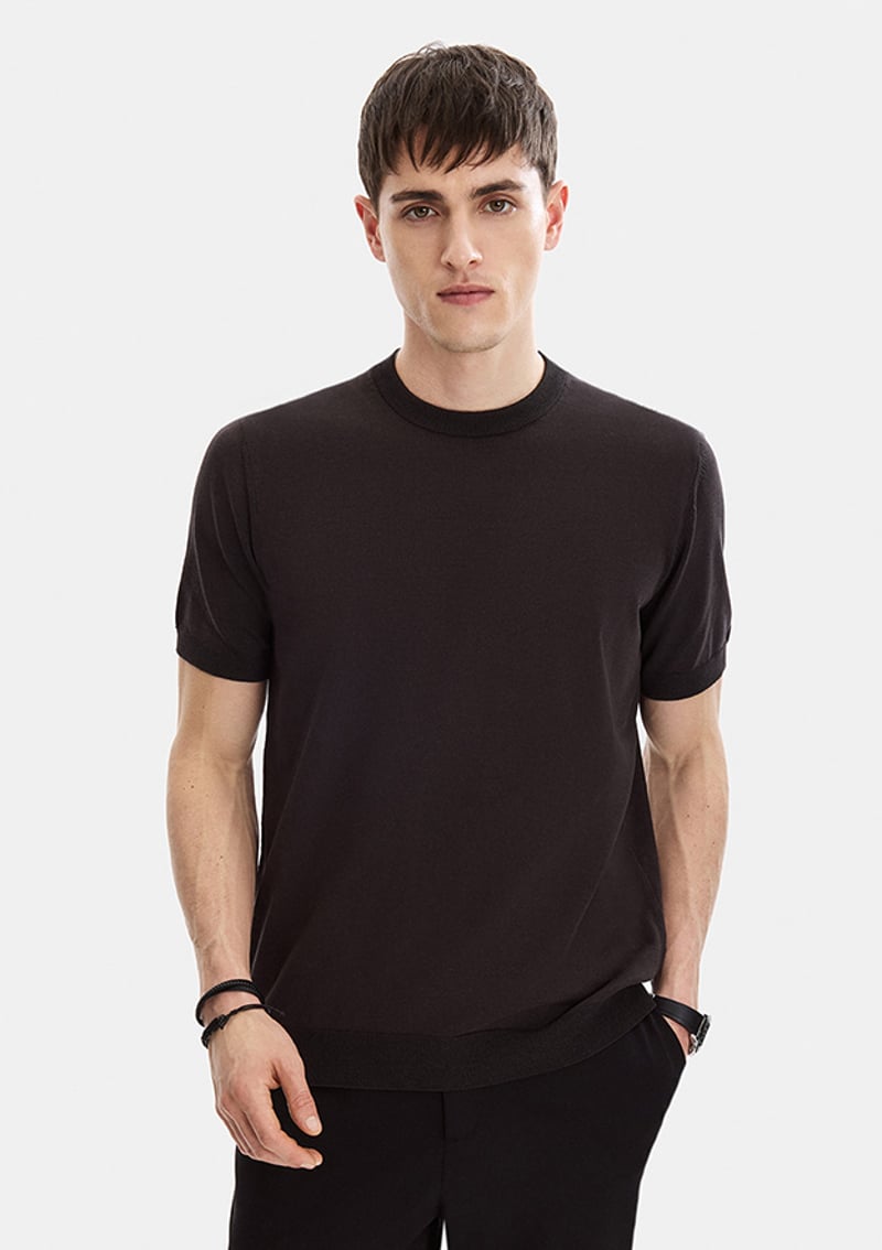B35S40029 Erkek Kahverengi Triko T-shirt