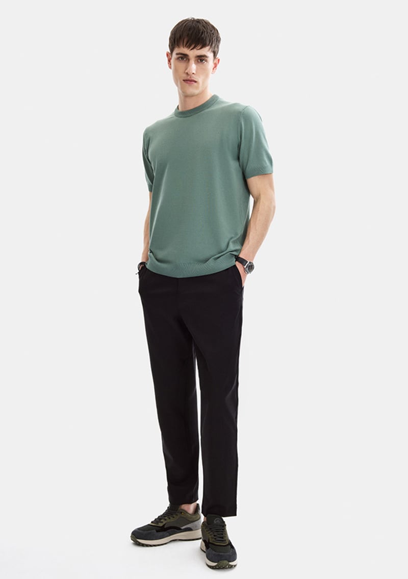 B35S40029 Erkek Yeşil Triko T-shirt