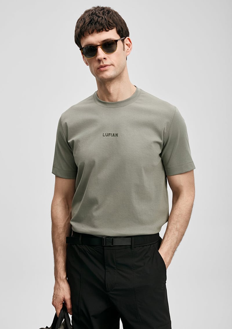 111020322 Erkek Yeşil Baskılı T-shirt