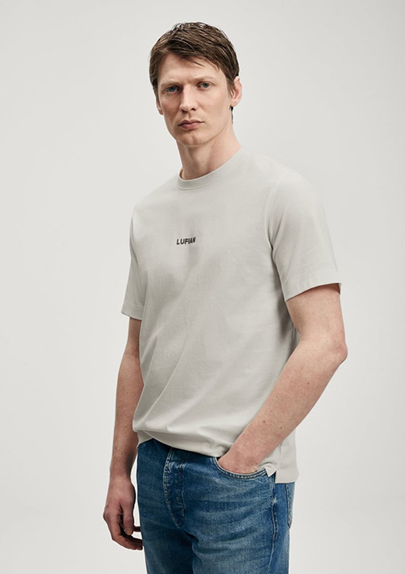 111020322 Erkek Bej Baskılı T-shirt