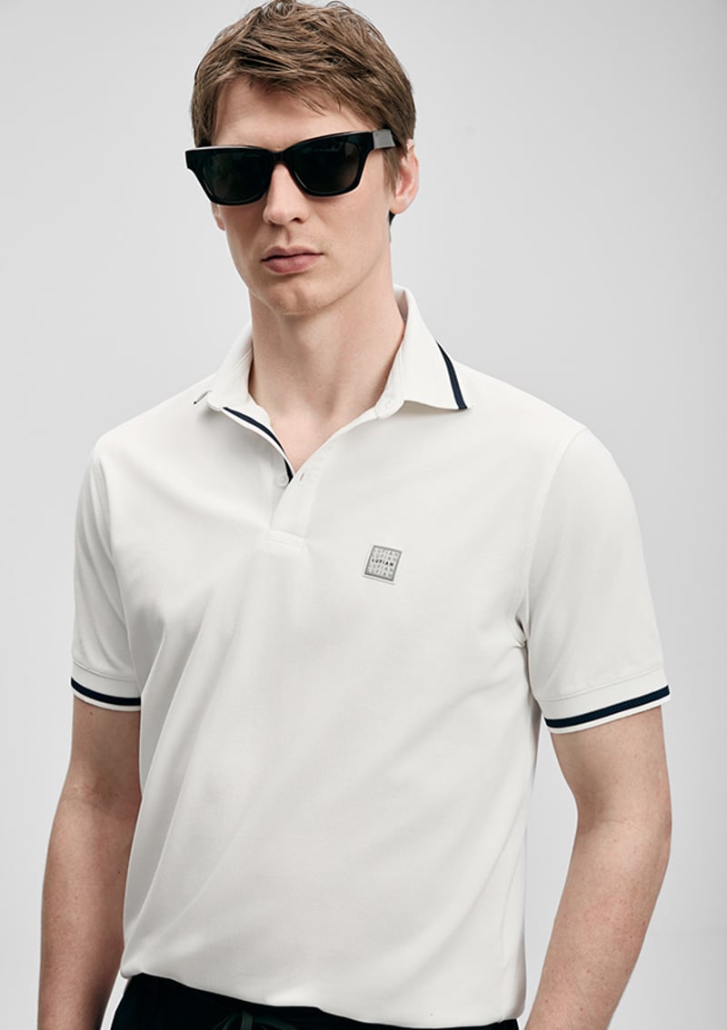 111040232 Erkek Beyaz Polo Yaka T-shirt