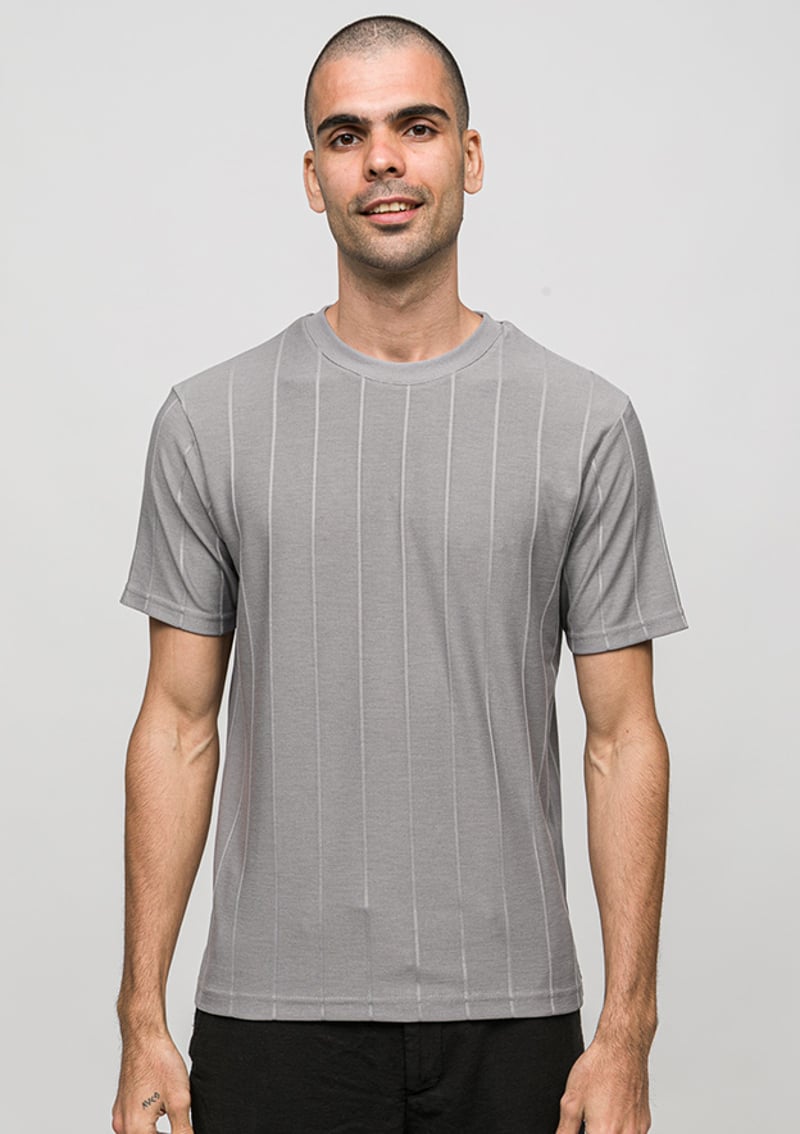 Joe42030 Erkek Gri Bisiklet Yaka T-shirt