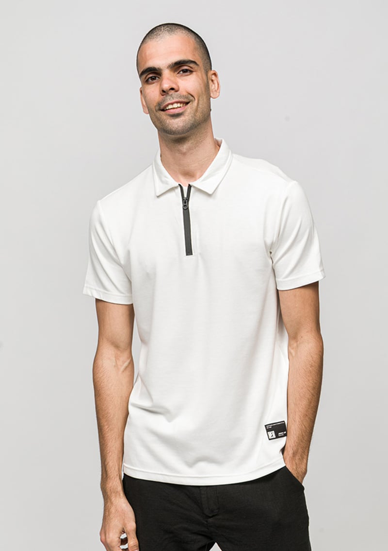 Joe44275 Erkek Beyaz Polo Yaka T-shirt