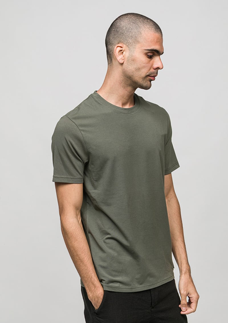 Joe41420 Erkek Yeşil Bisiklet Yaka T-shirt