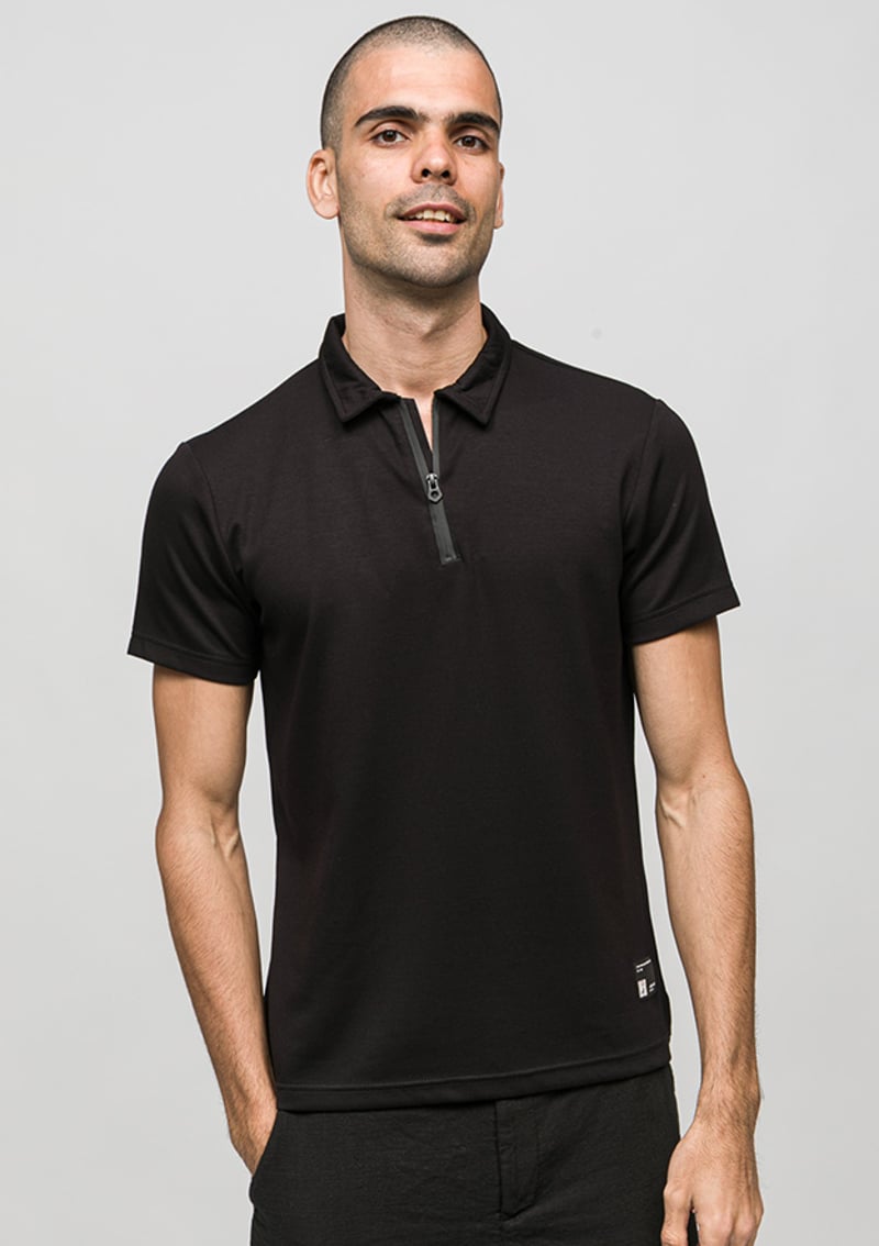 Joe44275 Erkek Siyah Polo Yaka T-shirt