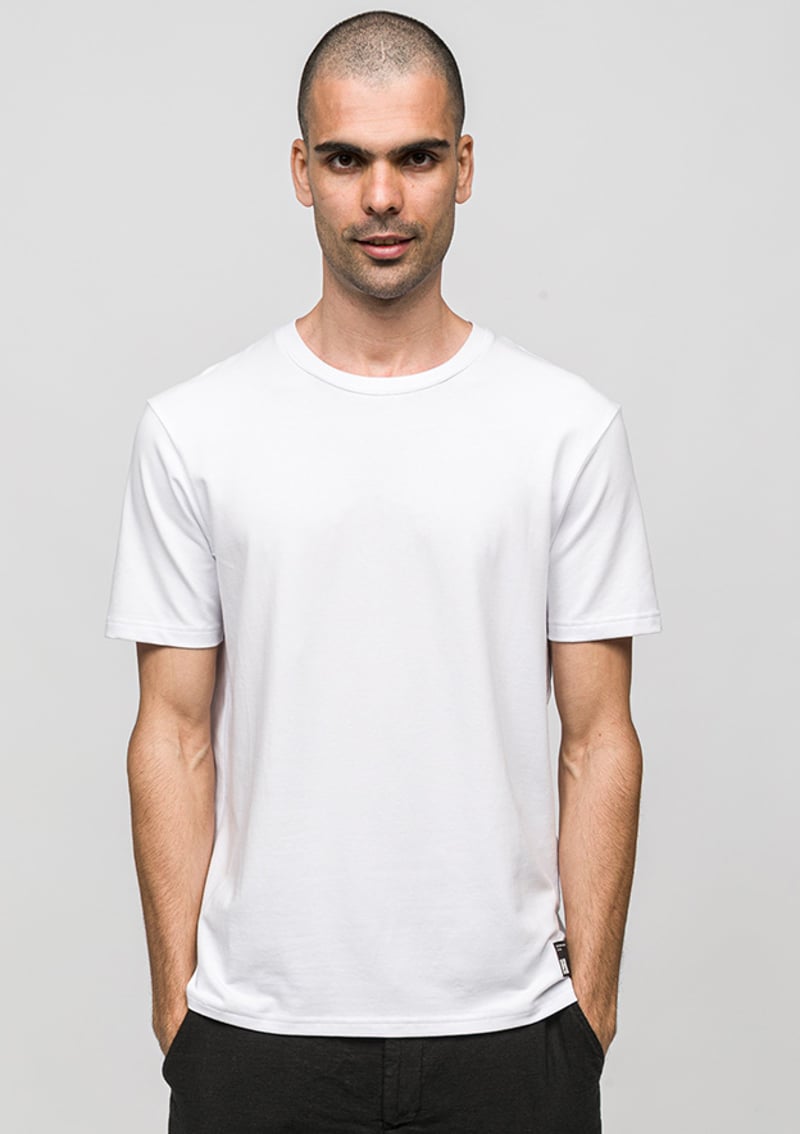 Joe41420 Erkek Beyaz Bisiklet Yaka T-shirt