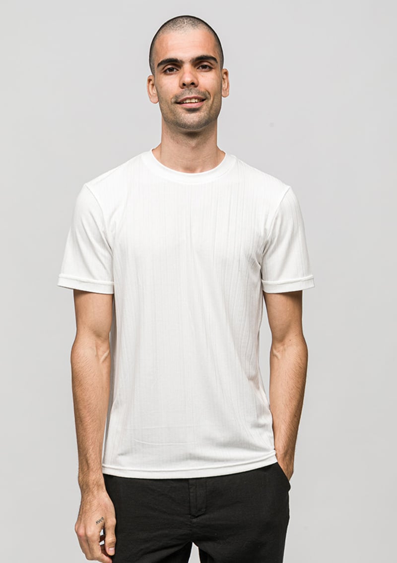 Joe42530 Erkek Beyaz Bisiklet Yaka T-shirt