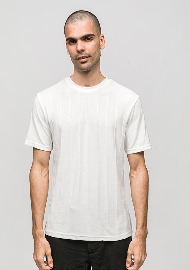 Joe42030 Erkek Beyaz Bisiklet Yaka T-shirt