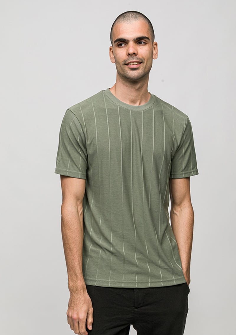 Joe42030 Erkek Yeşil Bisiklet Yaka T-shirt