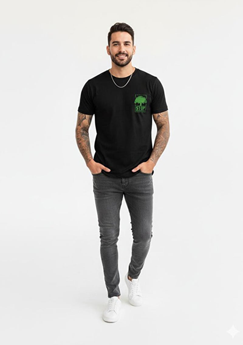Tc4624 Erkek Siyah Basic T-shirt